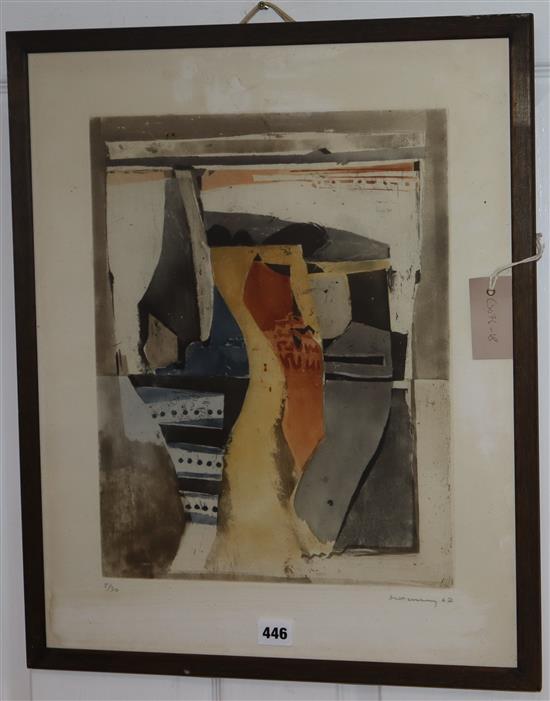 Roger Bertemes (1927-2006), limited edition print, Untitled, signed and dated 67, 5/30, 52 x 42cm